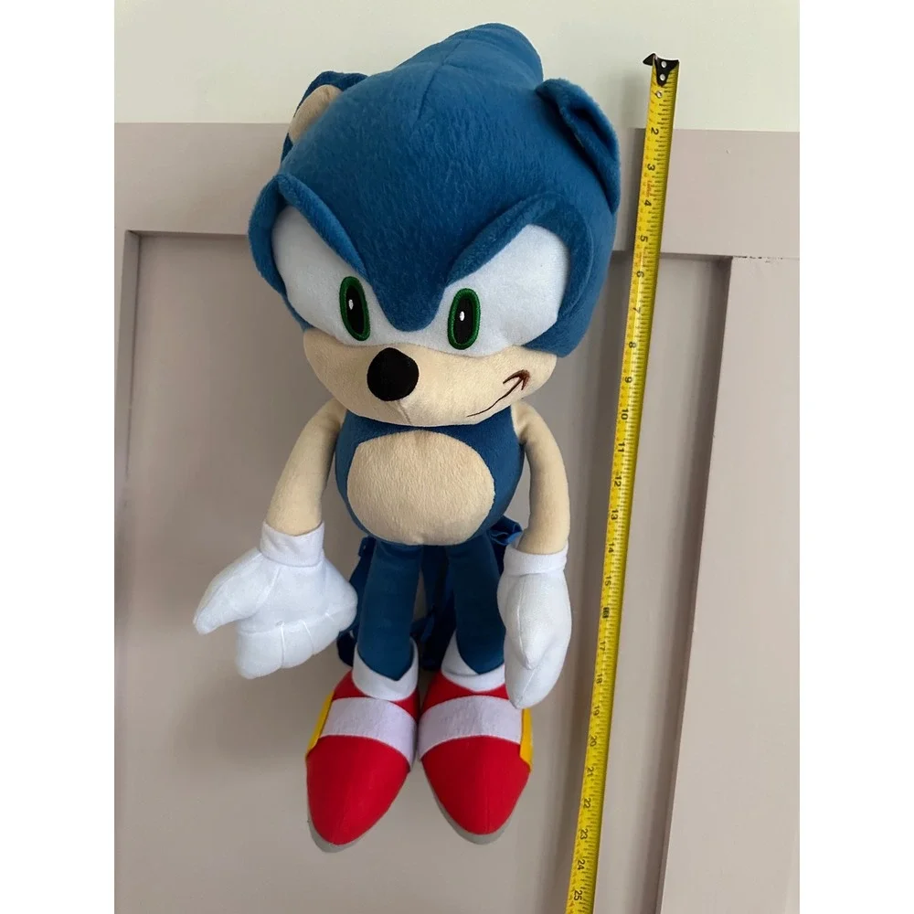 Sonic the Hedgehog Plush Backpack Blue SEGA Video Game Character 20 inch Bag